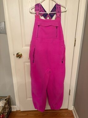 Free people / hit the slopes Hot Pink Fleece Overalls - Women's Cozy Jumpsuit